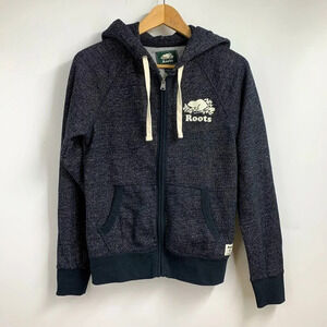 Roots Canada Gray Full Zip Thick Cotton Blend Hooded Classic Sweatshirt Size XS